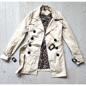 H&M Double Breasted Trench Coat - Khaki Sz 2